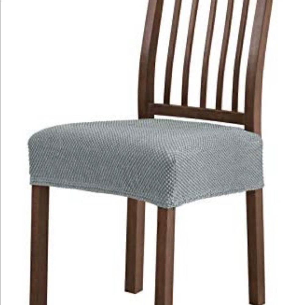 Subrtex Dining Room Chair Seat Covers Stretch (Light Grey, 2PCS)